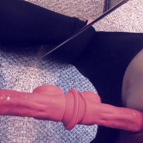 Sissy riding dildo hard and loud in mirror