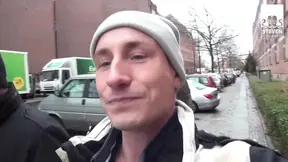 Two guys share a horny redhead in Berlin