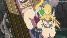 Bowsette Ties Up Mario for Wild Ride on His Giant Cartoo Dick in Horny Hentai Action