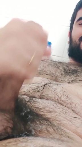 UNCUT HUNK CUMS IN THE BATHTUB   Clip 1