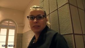 Short Blowjob with Hot Nylons in the Train Station