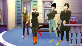 Bulma Joins Goku & Vegeta for Hot Anime Cuckold Action with Master Roshi