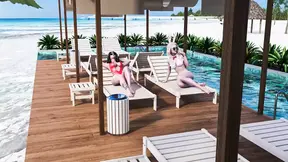 Naughty MILF bonanza in 3D animated summertime saga