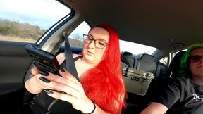 mtf asian american redhead shemale cum slut impregnablelexa gives her daddy dominant road head before inserting electric shock anal plug
