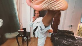 Black Venus powerful karate feet