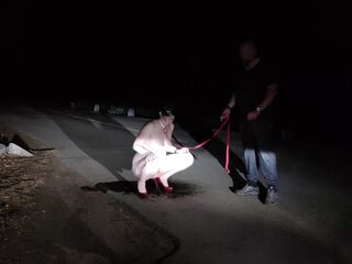 Hold me on leash like a dog to pee