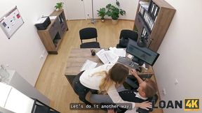 Loan4K: Shaved pussy seduces with a cheating wife's hard fucking on the office table