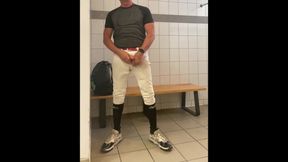 Baseball Geared up Jockdad87 Shoots His Alpha Load in the Locker Room