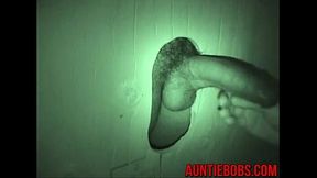 Auntie bob create a hidden gloryhole in a public restroom