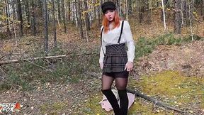 Redhead Student Gives Blowjob and Gets Fucked Outdoors