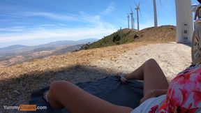 Fucked and cum showered on a windy mountain top
