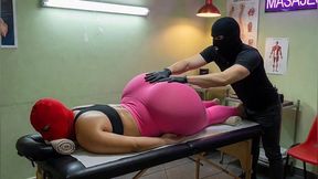 Big Ass Stepmother in Law Gets Sensual Massage in Pink Leggings to Pink Panties