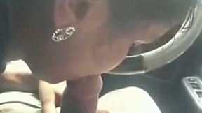 Kinky dark haired amateur Malayali GF provides BF with blowjob in car