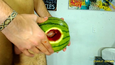Fucking a watermelon until I cum inside it - Camilo Brown