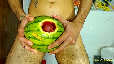 Fucking a watermelon until I cum inside it - Camilo Brown