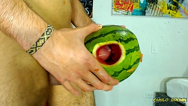Fucking a watermelon until I cum inside it - Camilo Brown
