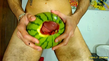 Fucking a watermelon until I cum inside it - Camilo Brown