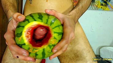 Fucking a watermelon until I cum inside it - Camilo Brown