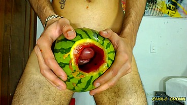 Fucking a watermelon until I cum inside it - Camilo Brown