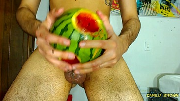 Fucking a watermelon until I cum inside it - Camilo Brown