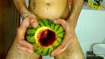 Fucking a watermelon until I cum inside it - Camilo Brown