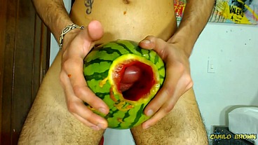 Fucking a watermelon until I cum inside it - Camilo Brown