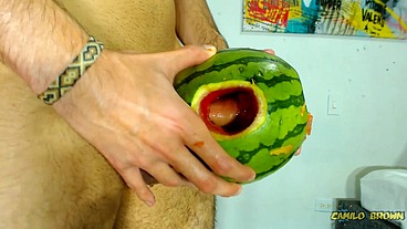 Fucking a watermelon until I cum inside it - Camilo Brown