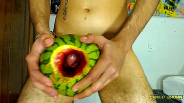 Fucking a watermelon until I cum inside it - Camilo Brown