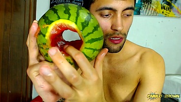 Fucking a watermelon until I cum inside it - Camilo Brown