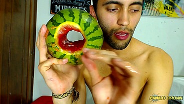Fucking a watermelon until I cum inside it - Camilo Brown