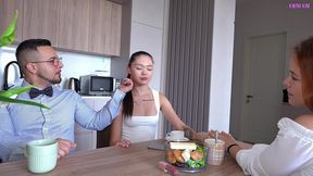 asian wife kvini kim and her husband have awkward threesome sex with nicole murkovski!