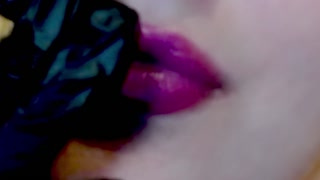 Purple Lipstick Smoking with Black latex gloves ( FAN VIDEO ) special thanks!