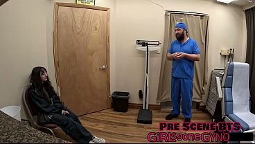 Petite amateur Alice Roses shows off her perfect tits and feet in a medical exam