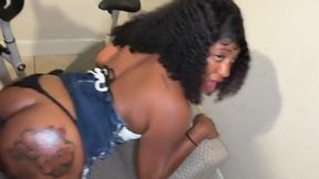 Cute 18-year-old ebony babe gets bred hard doggystyle