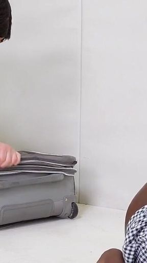 Black Ass Slave Serves Her Sadistic Dom Inside His Suitcase