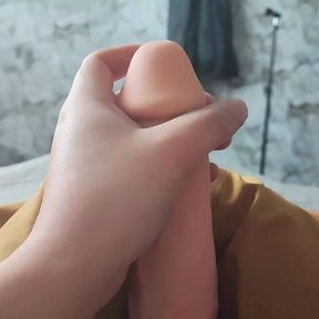 Young amateur  with 22 cm penis masturbating alone in his room