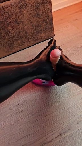 Latex Dildo Footjob