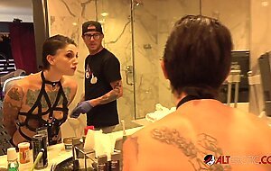 Sully Savage sucking dick while being tattooed