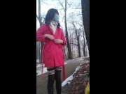 Shy sissy flashing in the park