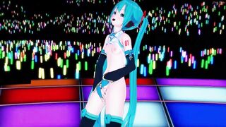 Hatsune Miku masturbating before getting point of view plowed onstage