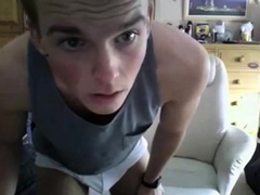 Cute amateur twink shows his big dick on webcam