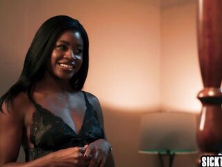 Large ass ebony hottie Nicole Kitt drank giant ebony shlong and enjoyed hardcore screwing