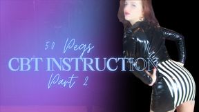 50 Pegs CBT Instruction Part 2 : British FemDom In Shiny Latex Rubber Dress Gives You Cock And Ball Torment Instructional