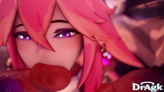 Genshin impact Yae Miko Hentai video Raiden Shogun Aether  Dragk