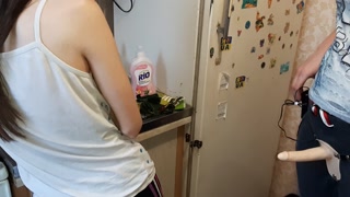 I fucked my girlfriend in the kitchen with a new strap-on vibro - lesbian_illusion