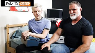 Hairy Silver StepDaddy Sticks His Cock In Tight Twink&#039;s Ass