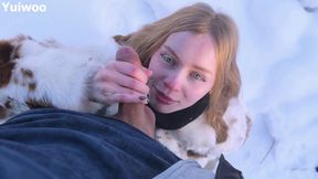 Yuiwoo Swallows Fresh Cum In A Snow Outdoors