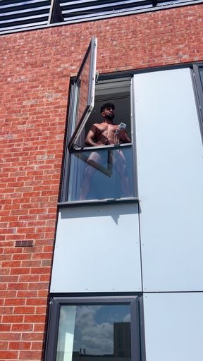 Arab Stepdaddy Wanting in Street and Cuming in Window and Cuming on Street