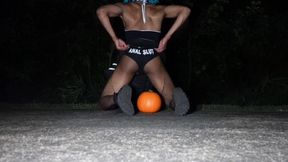 Baddie Goth Girl twerking with a pumpkin