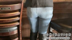 MILF Greta wets & re-wets herself, soaking her jeans and boots in a busy tavern! - WMV